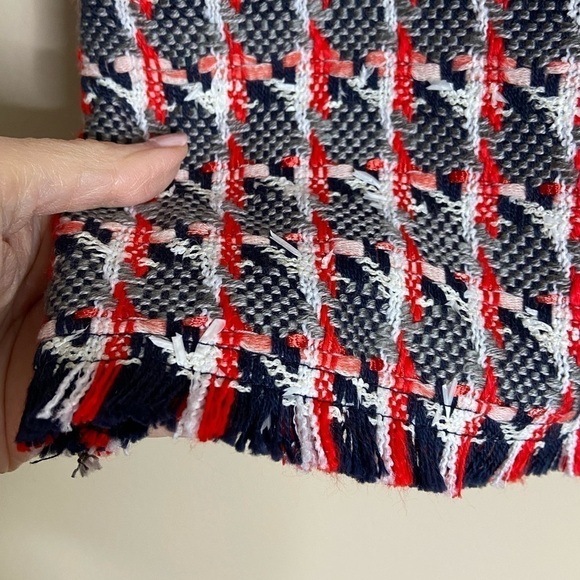 NWT LK Bennet Danna Red Tweed Skirt with Fringe Work Office Professional - Picture 5 of 8